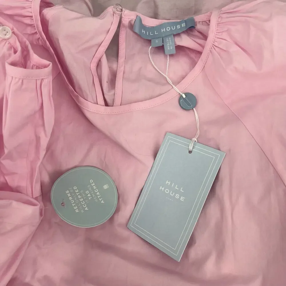 HILL HOUSE The Francesca Top Ballerina Pink High Low Short Sleeve Tunic Sm NEW - Picture 5 of 6